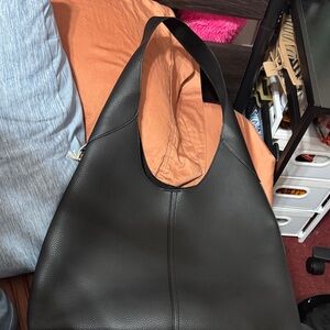 Elegant Black Leather Tote Bag